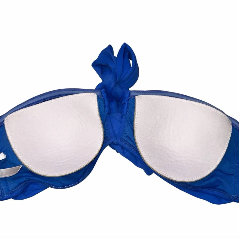 Seafolly Royal Blue Flower Festival Bandeau Halter Bikini size 14